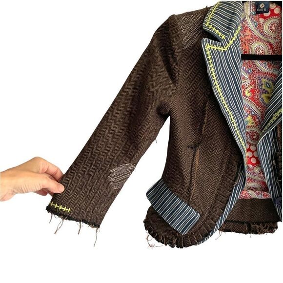 Anthropologie That’s It Button Front Blazer Patches Brown S - Picture 5 of 7